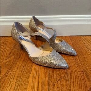 Alex Marie Rhinestone Asymmetrical Strap Dress Pumps